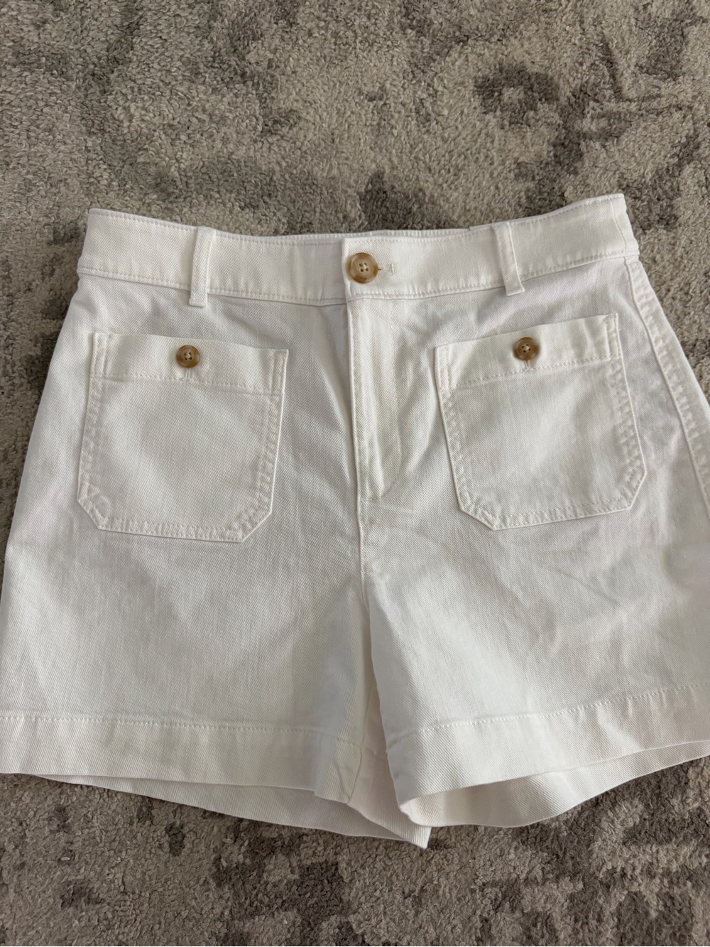 LOFT White Front-Pocket Button Shorts